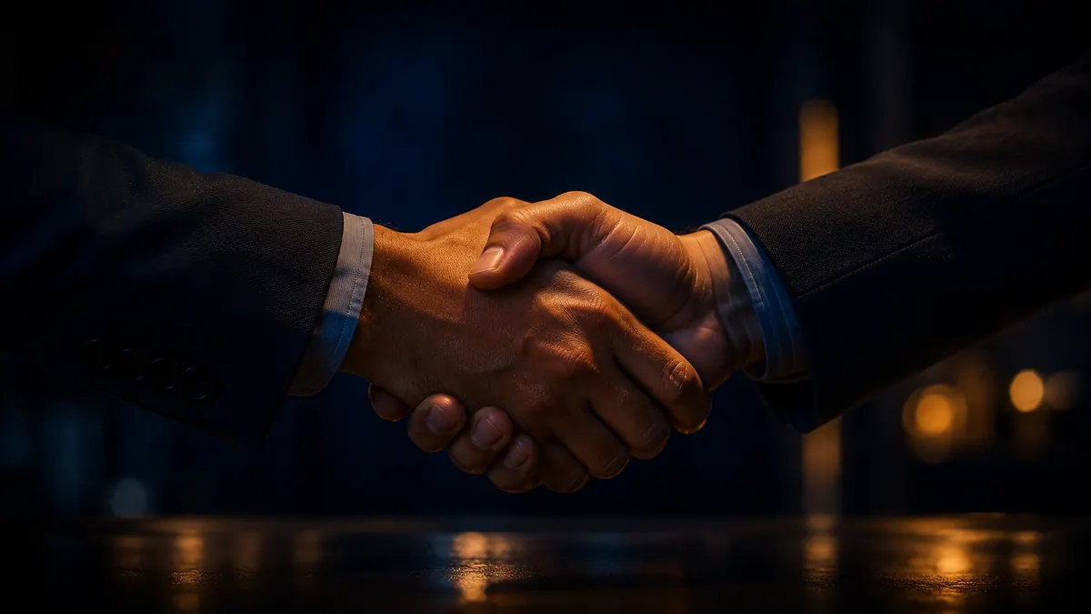 Un apretón de manos: colaboración honesta